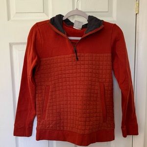 Columbia quilted quarter zip hooded jacket. Burnt orange. Size small
